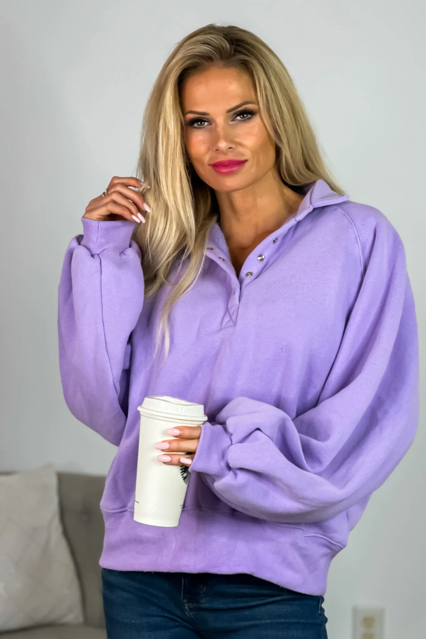 Piper Snap Button Pullover : Lavender