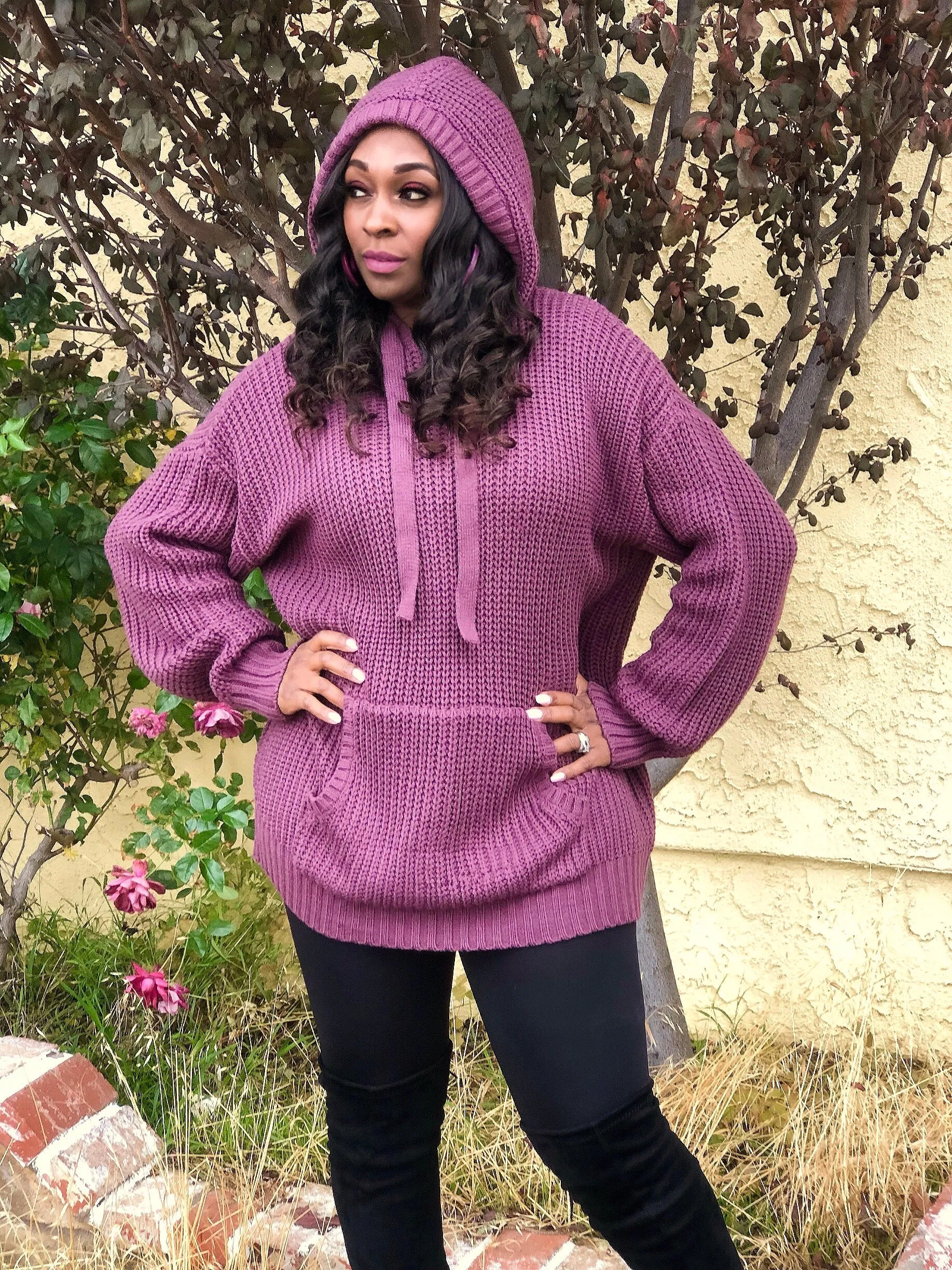 Plum Knit Pullover Sweater