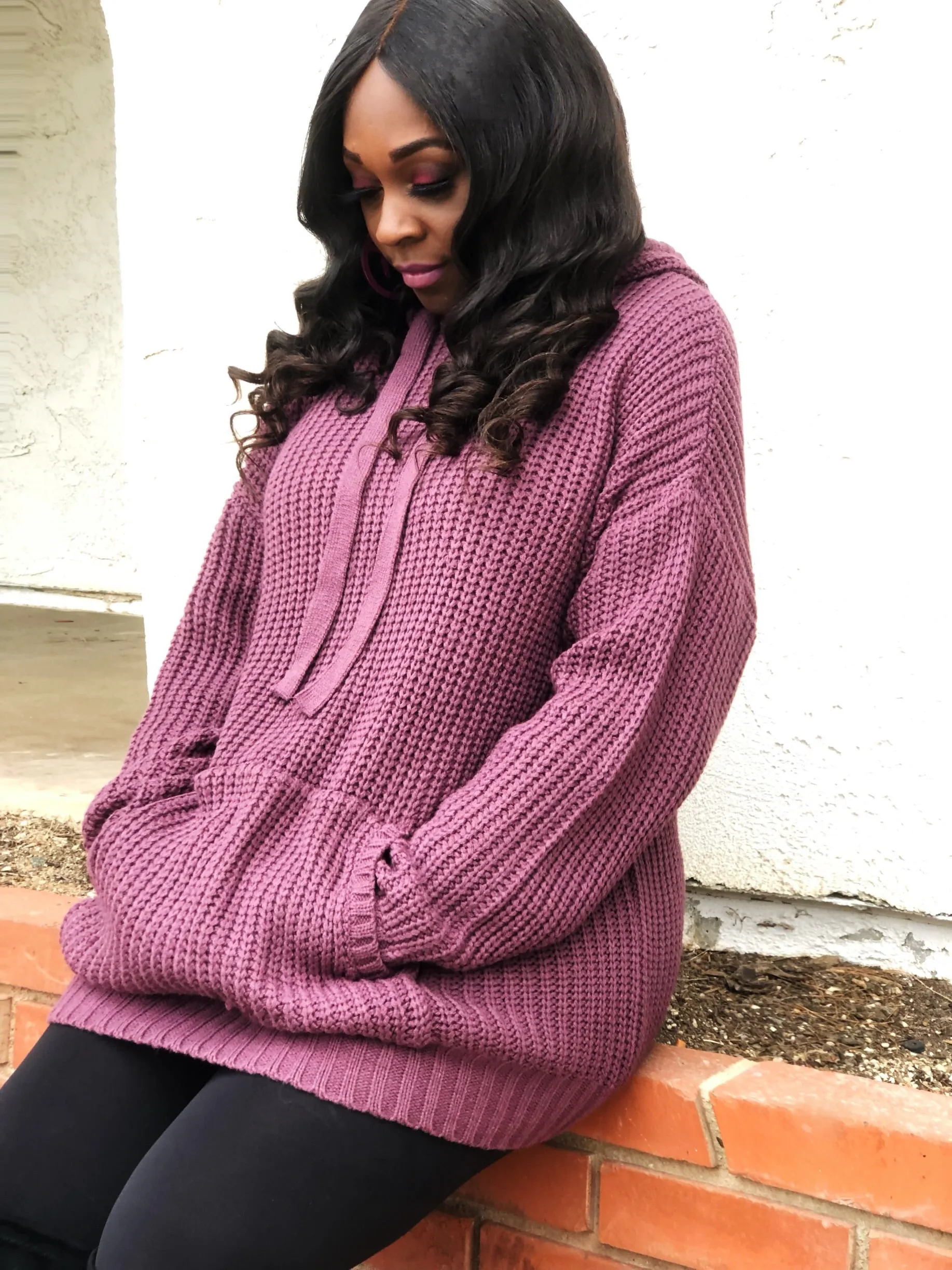 Plum Knit Pullover Sweater