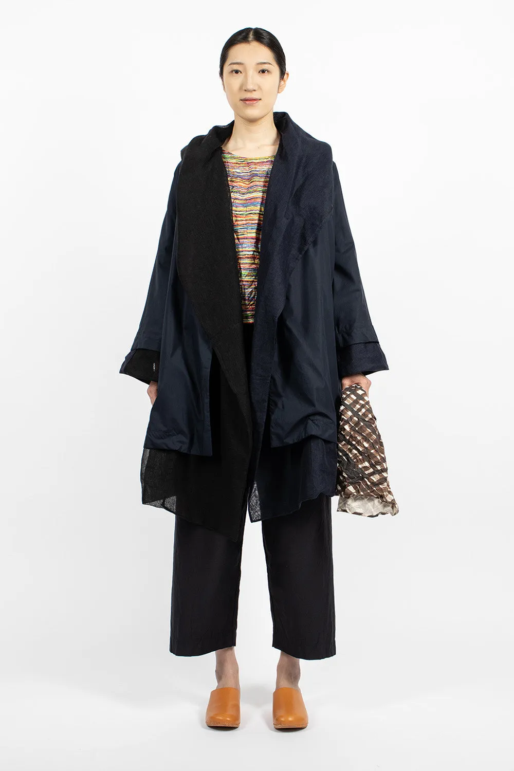 Navy Blue Poppy Reversible Luxury Coat