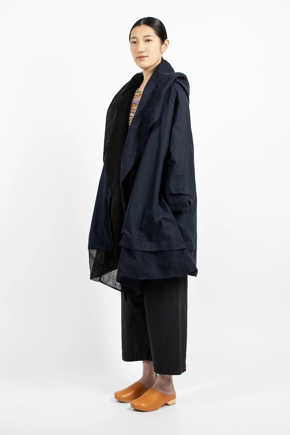 Navy Blue Poppy Reversible Luxury Coat