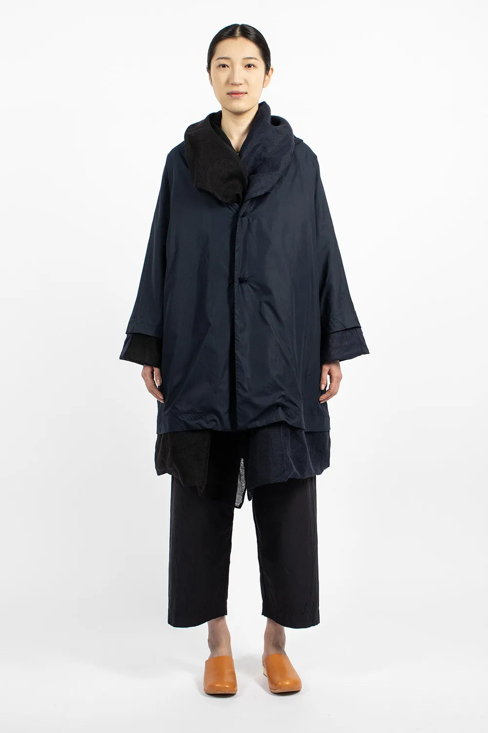 Navy Blue Poppy Reversible Luxury Coat