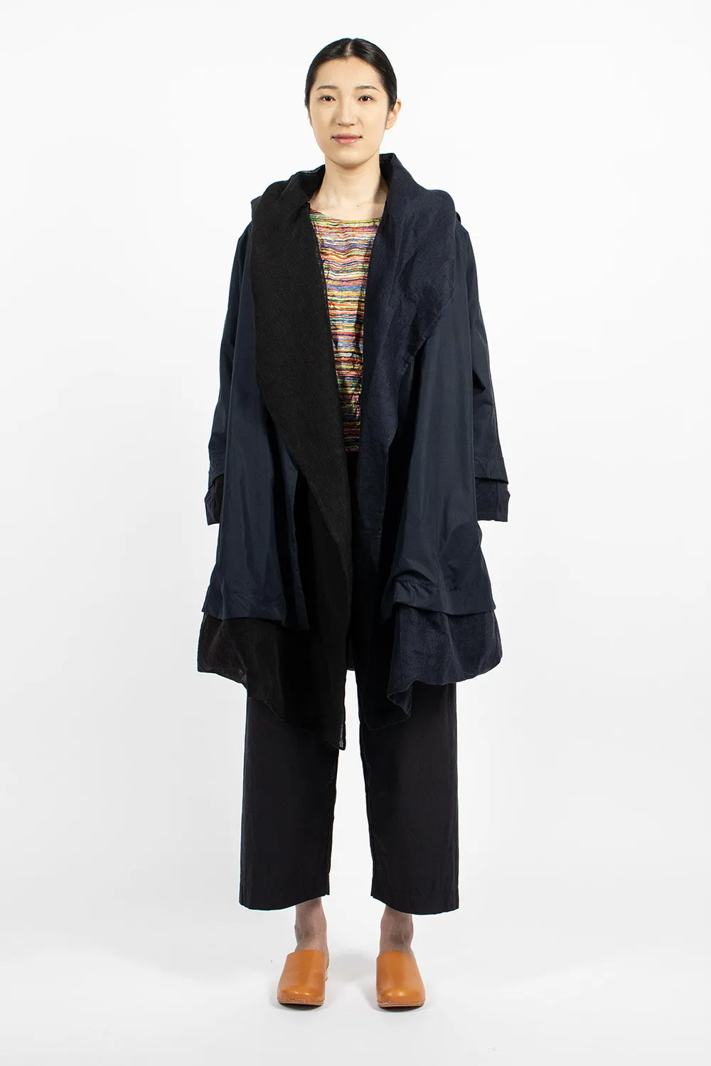 Navy Blue Poppy Reversible Luxury Coat