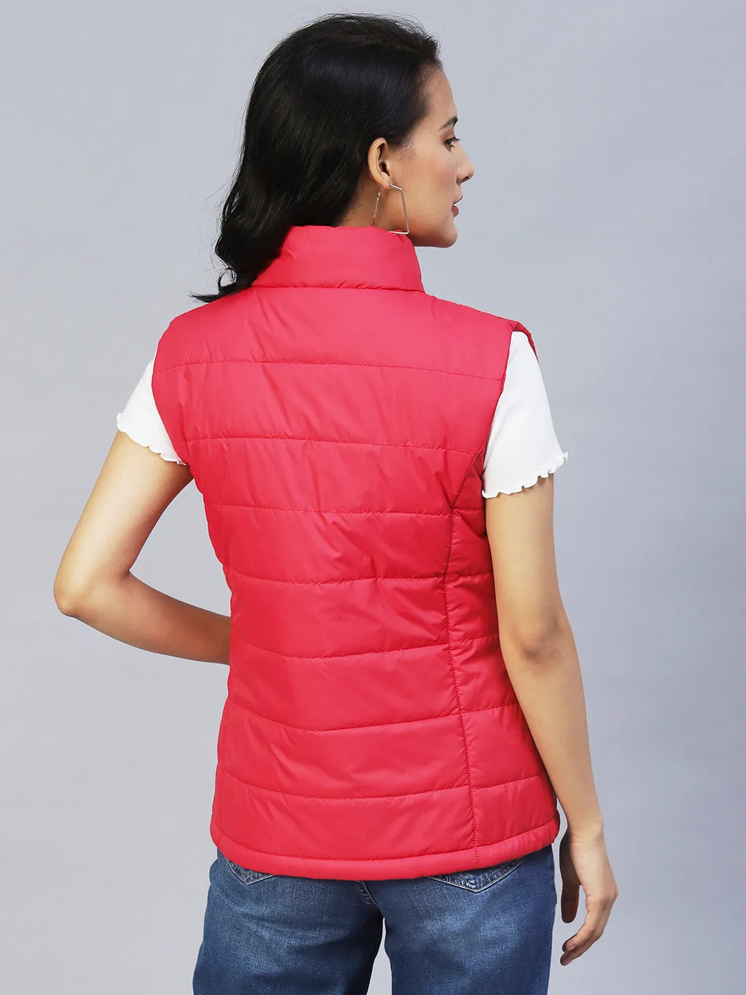 Red Sleeveless Puffer Jacket