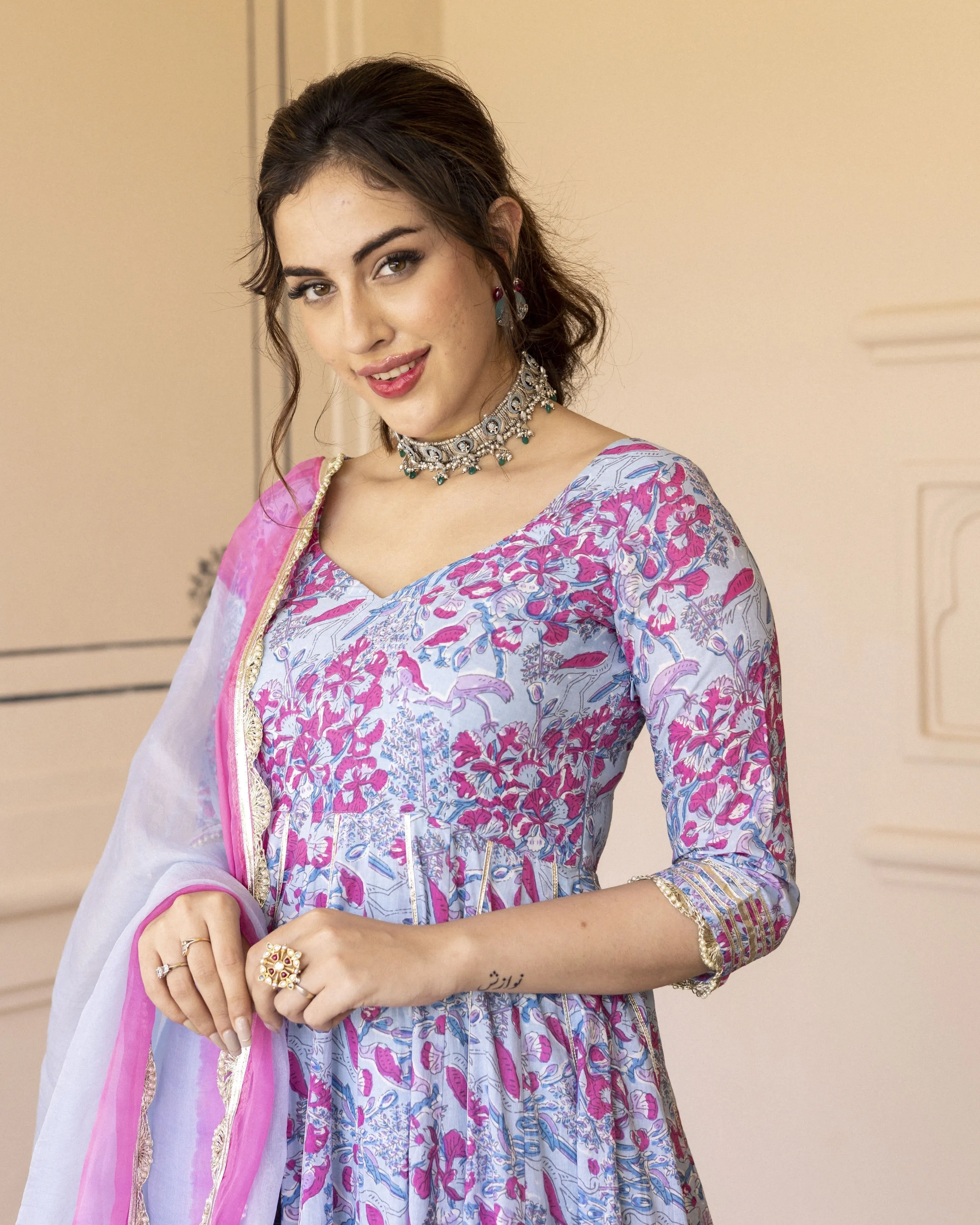 Siria Cotton Anarkali Suit Set