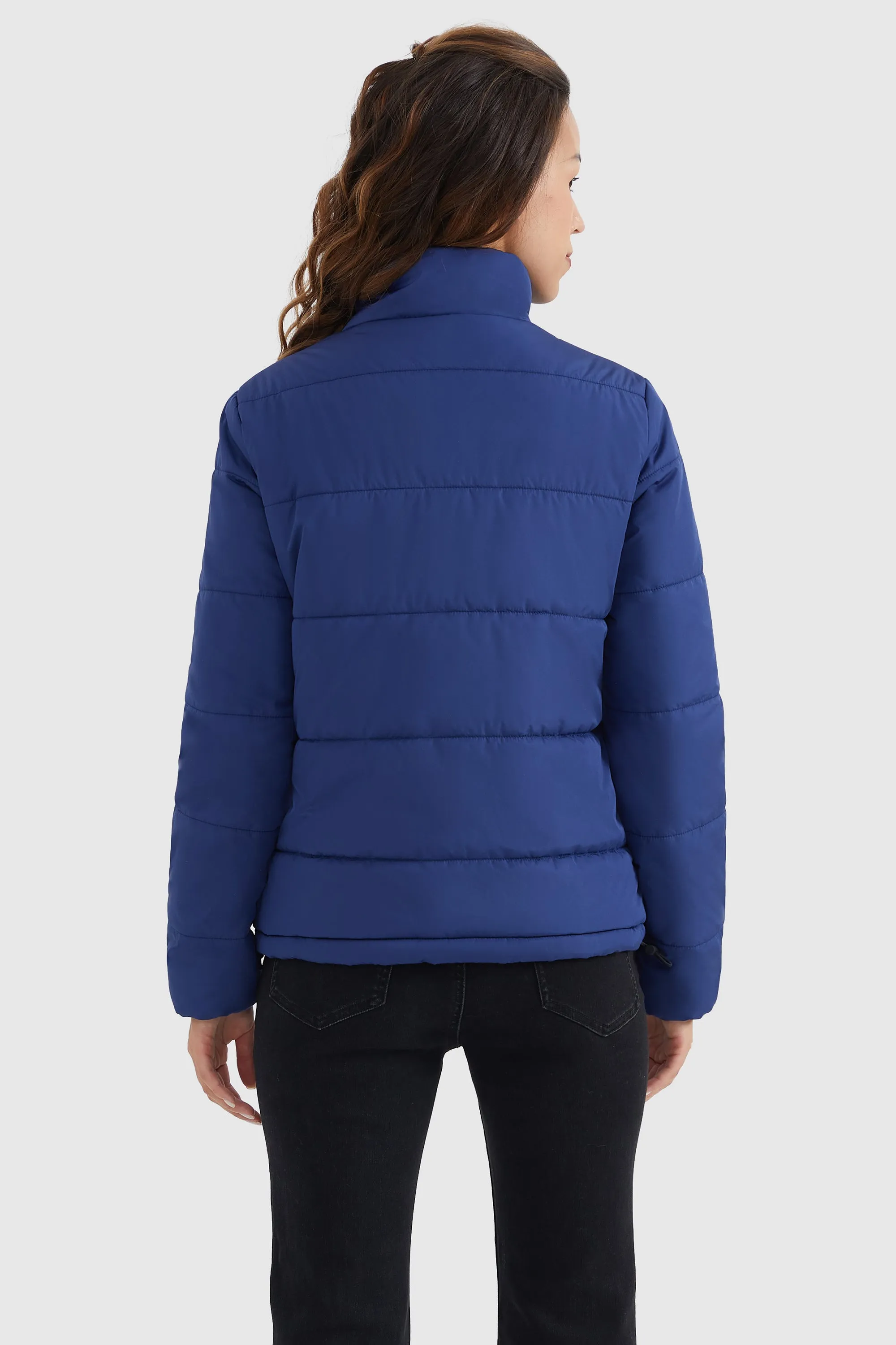 Solid Zip Up Lightweight Puffer Coat