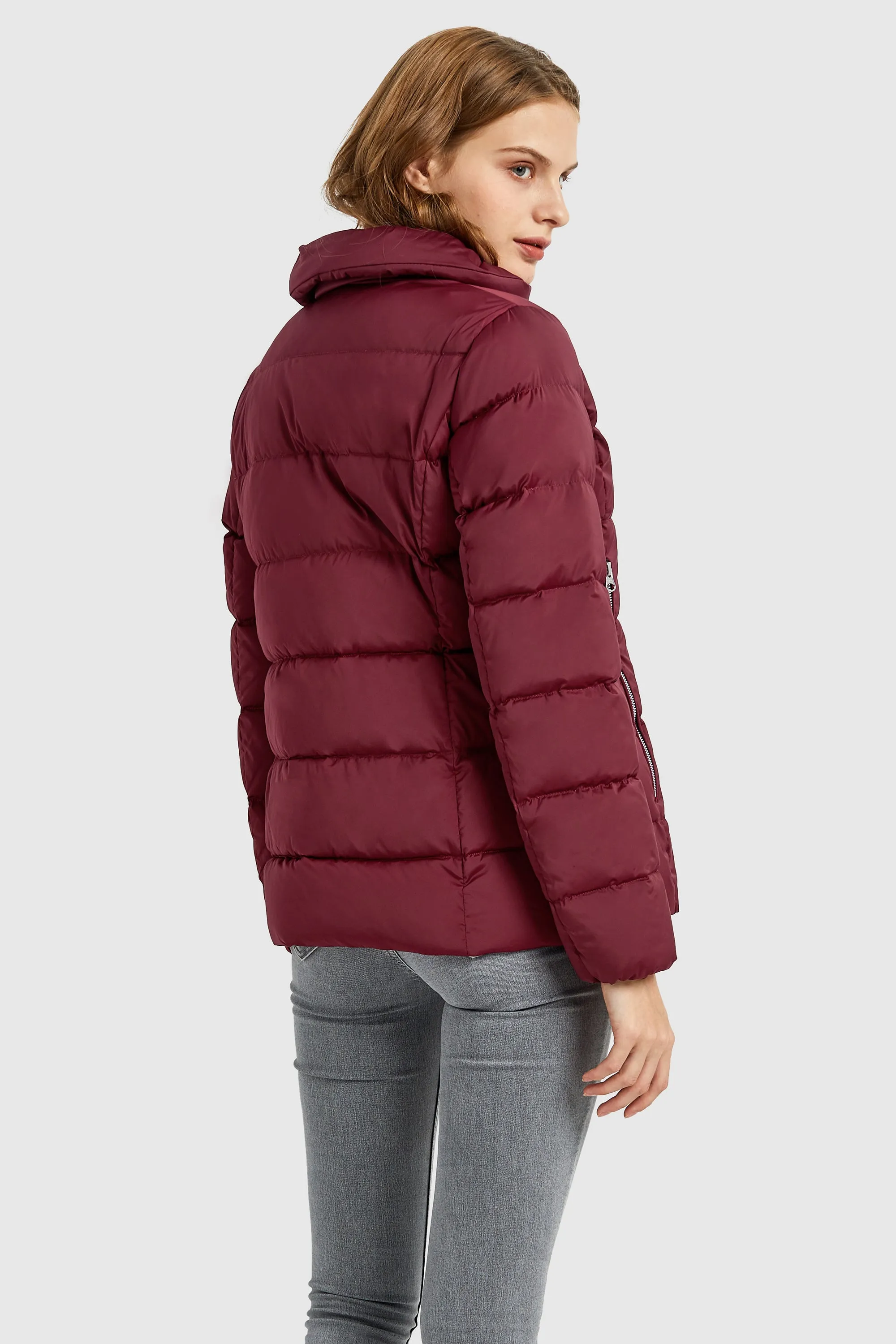 Stand Collar Oblique Placket Puffer Coat