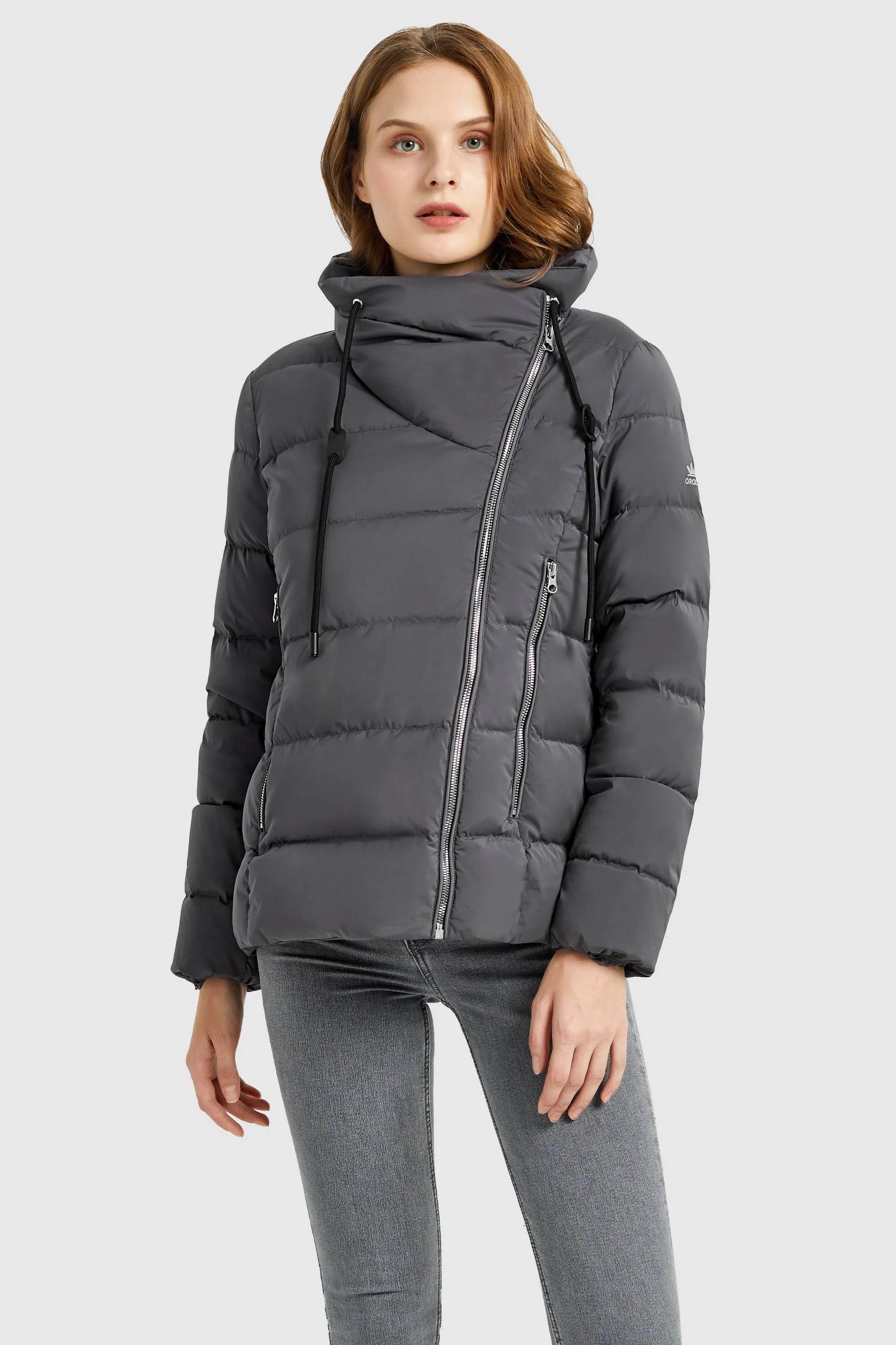 Stand Collar Oblique Placket Puffer Coat