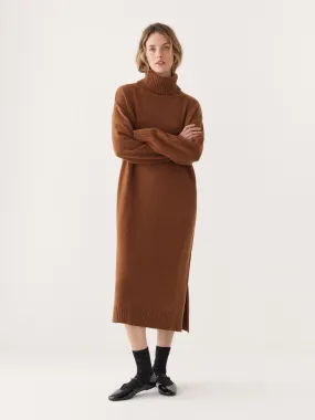 Caramel Turtleneck Sweater Dress: Enhanced Title