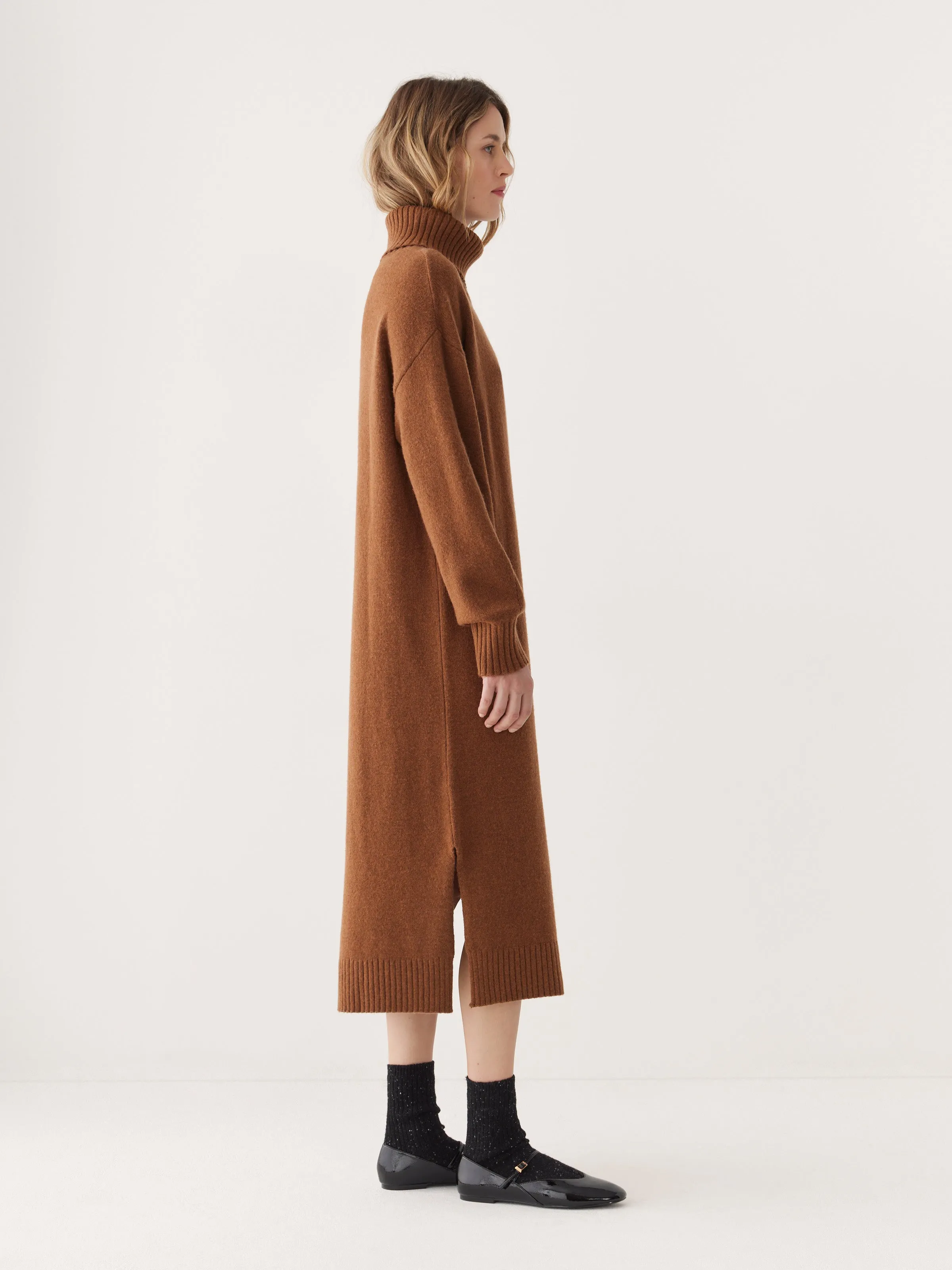 Caramel Turtleneck Sweater Dress: Enhanced Title