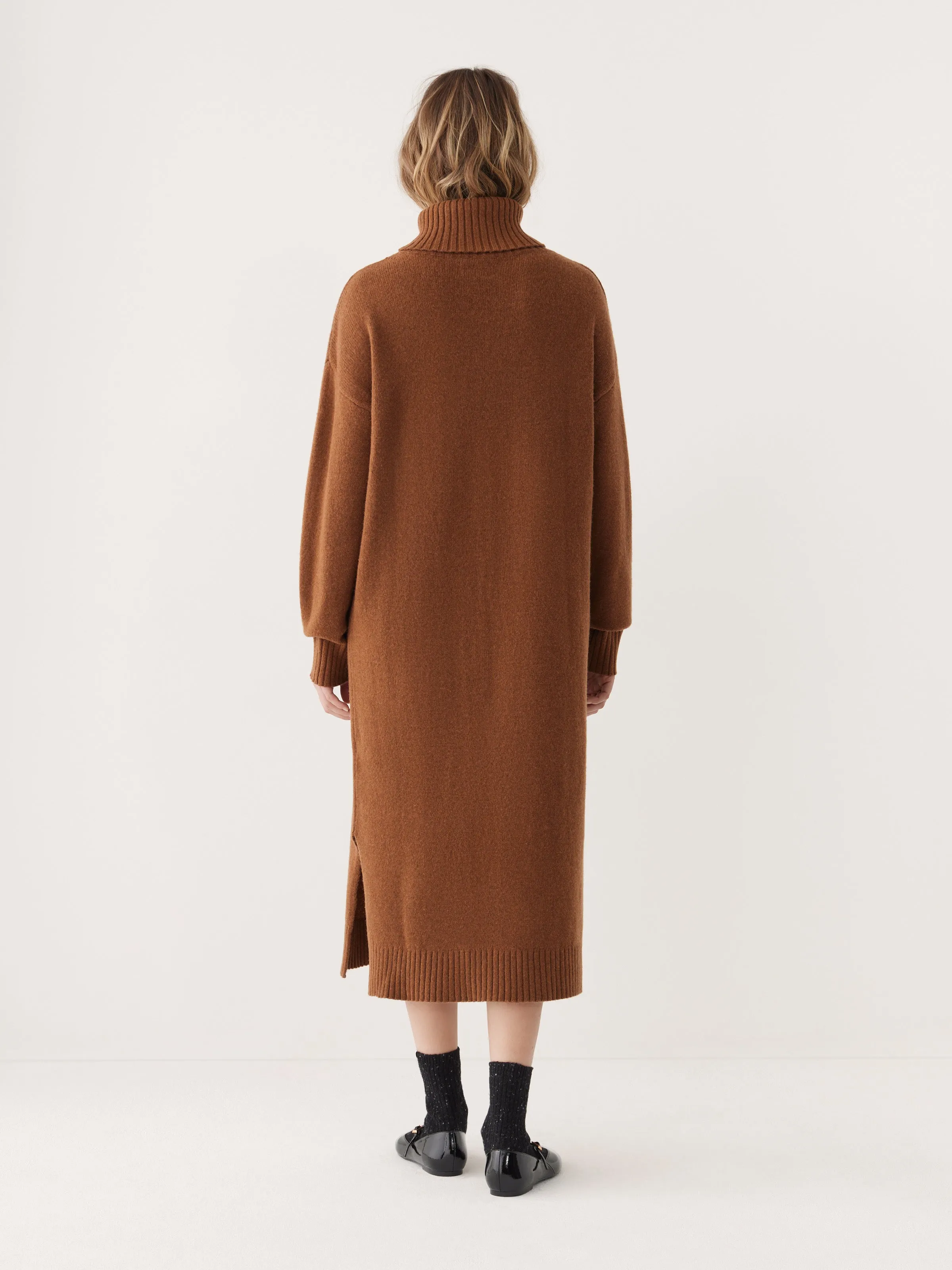 Caramel Turtleneck Sweater Dress: Enhanced Title