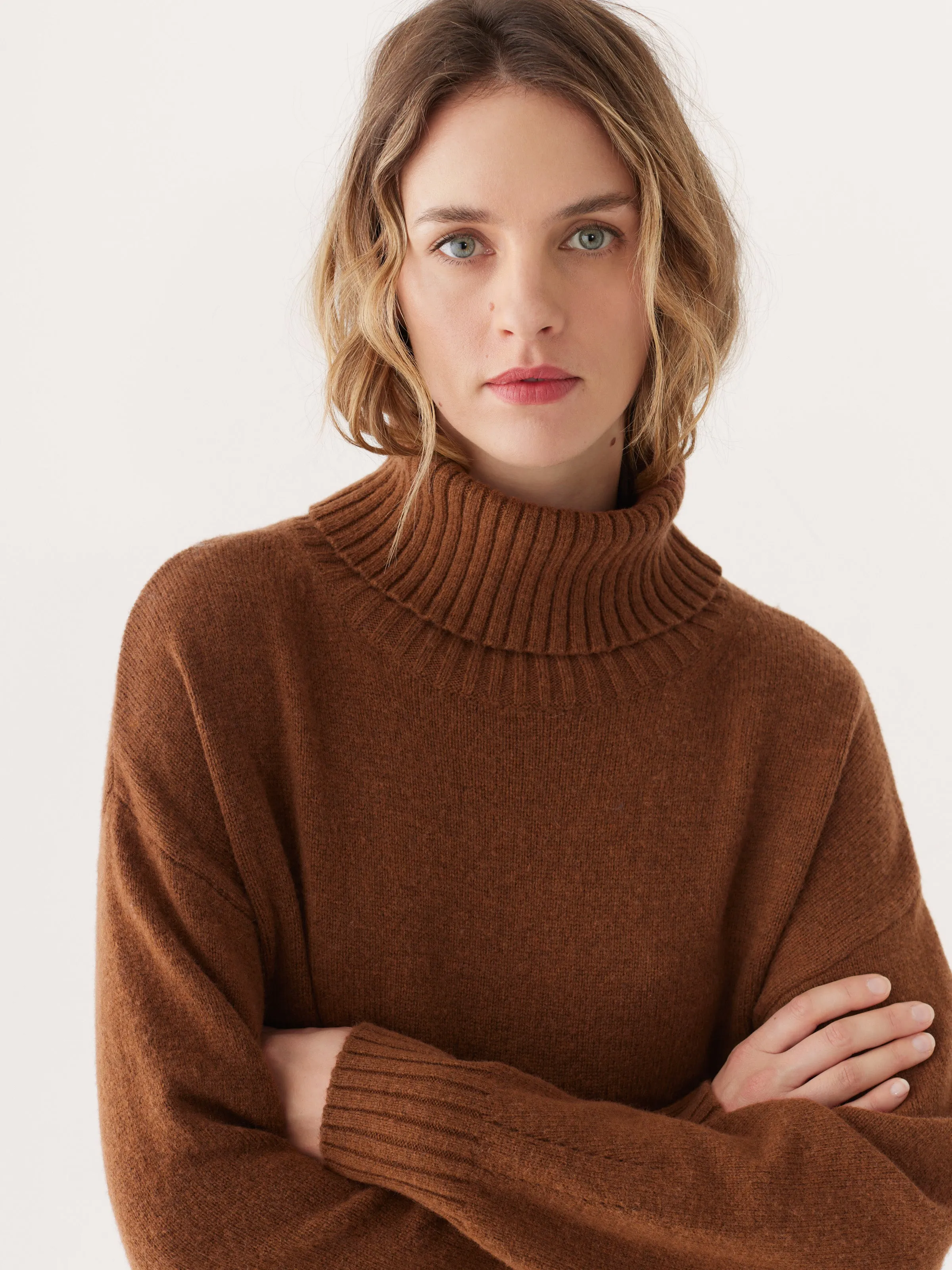 Caramel Turtleneck Sweater Dress: Enhanced Title