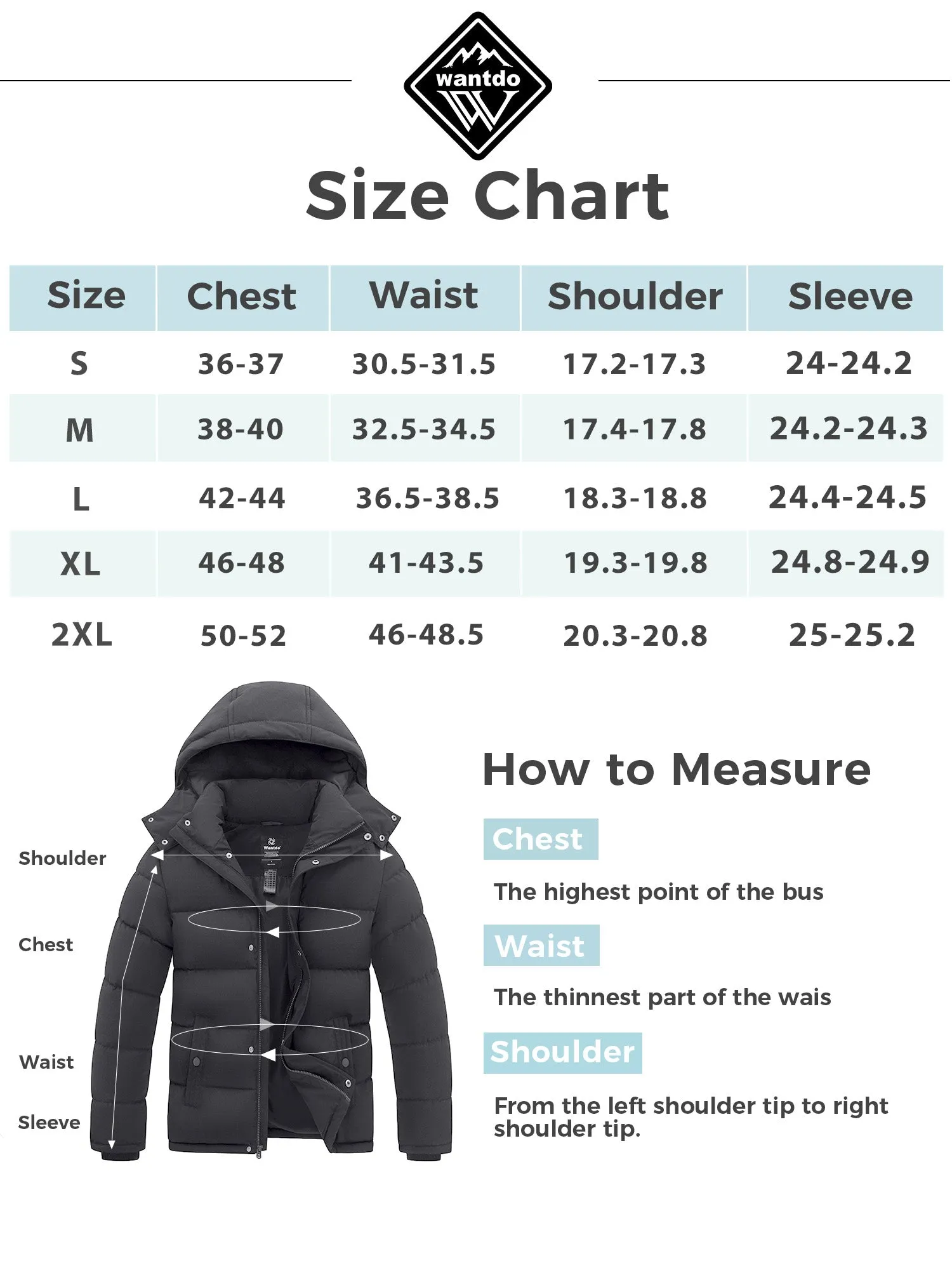 Wantdo Men's Winter Coat Windproof Puffer Jacket Padded Winter Coat with Detachable Hood