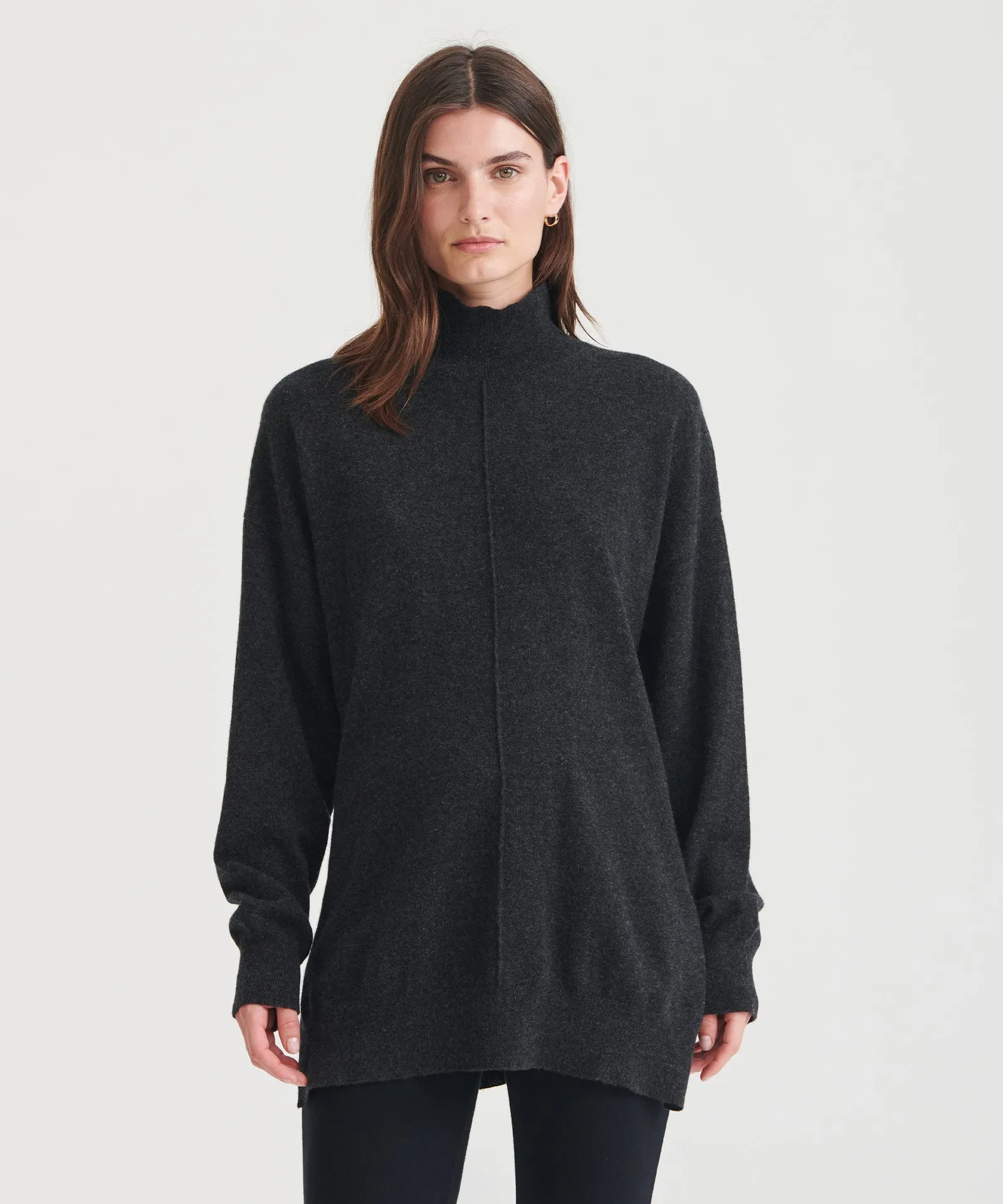 Premium Washable Cashmere Turtleneck Tunic Sweater