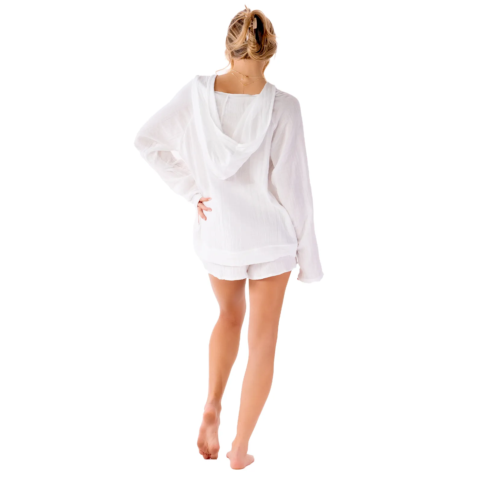 White Baja Pullover