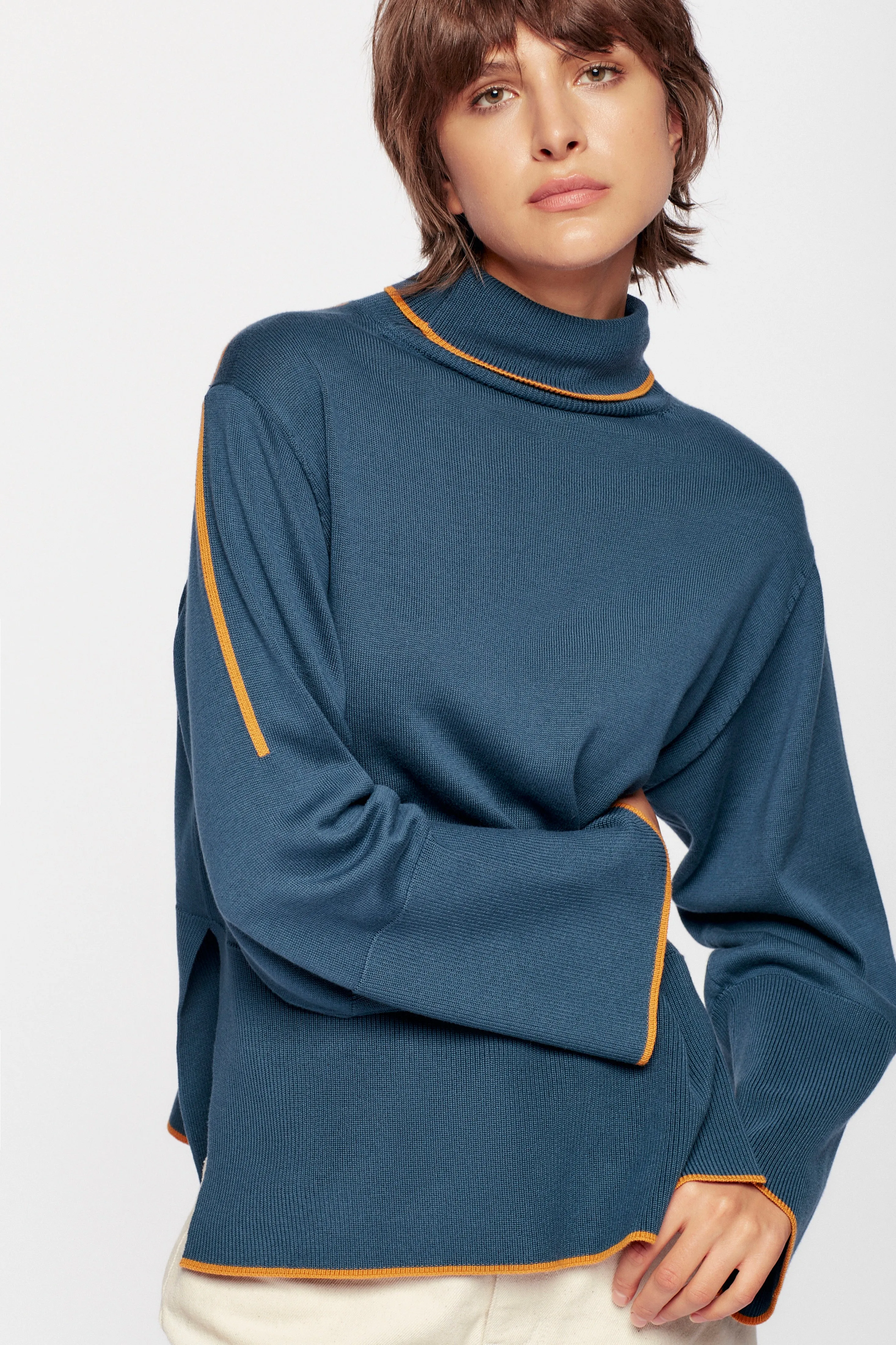 Women's Aswan Turtleneck in Marine Blue